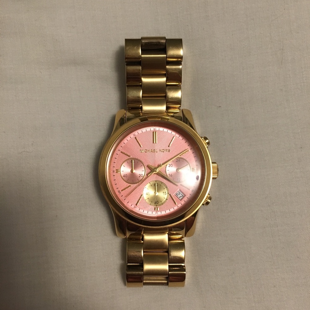 Michael Kors Gold Watch with Coral face